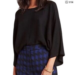 Anthropologie Maeve Claire Black Textured Knit Pullover Crop Top - M